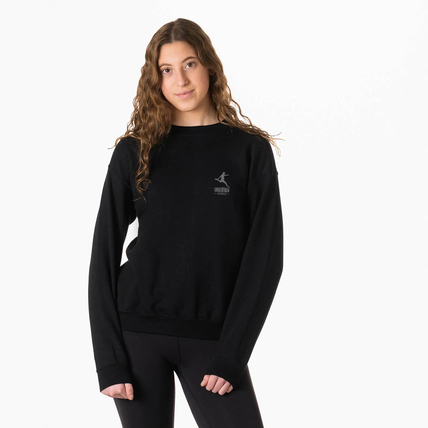 Soccer Crewneck Sweatshirt - I'd Rather Be Playing Soccer (Round) (Back Design) 